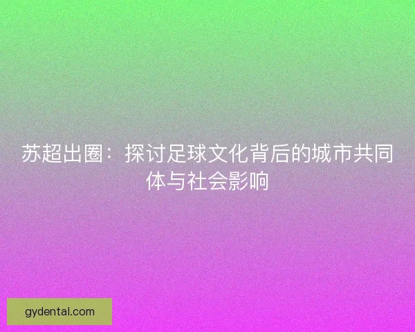 苏超出圈：探讨足球文化背后的城市共同体与社会影响