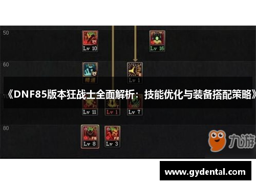 《DNF85版本狂战士全面解析：技能优化与装备搭配策略》
